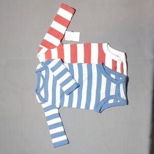 Carter's Red and Blue Striped Long Sleeve Bodysuit Set for 3-M Boy or Girl